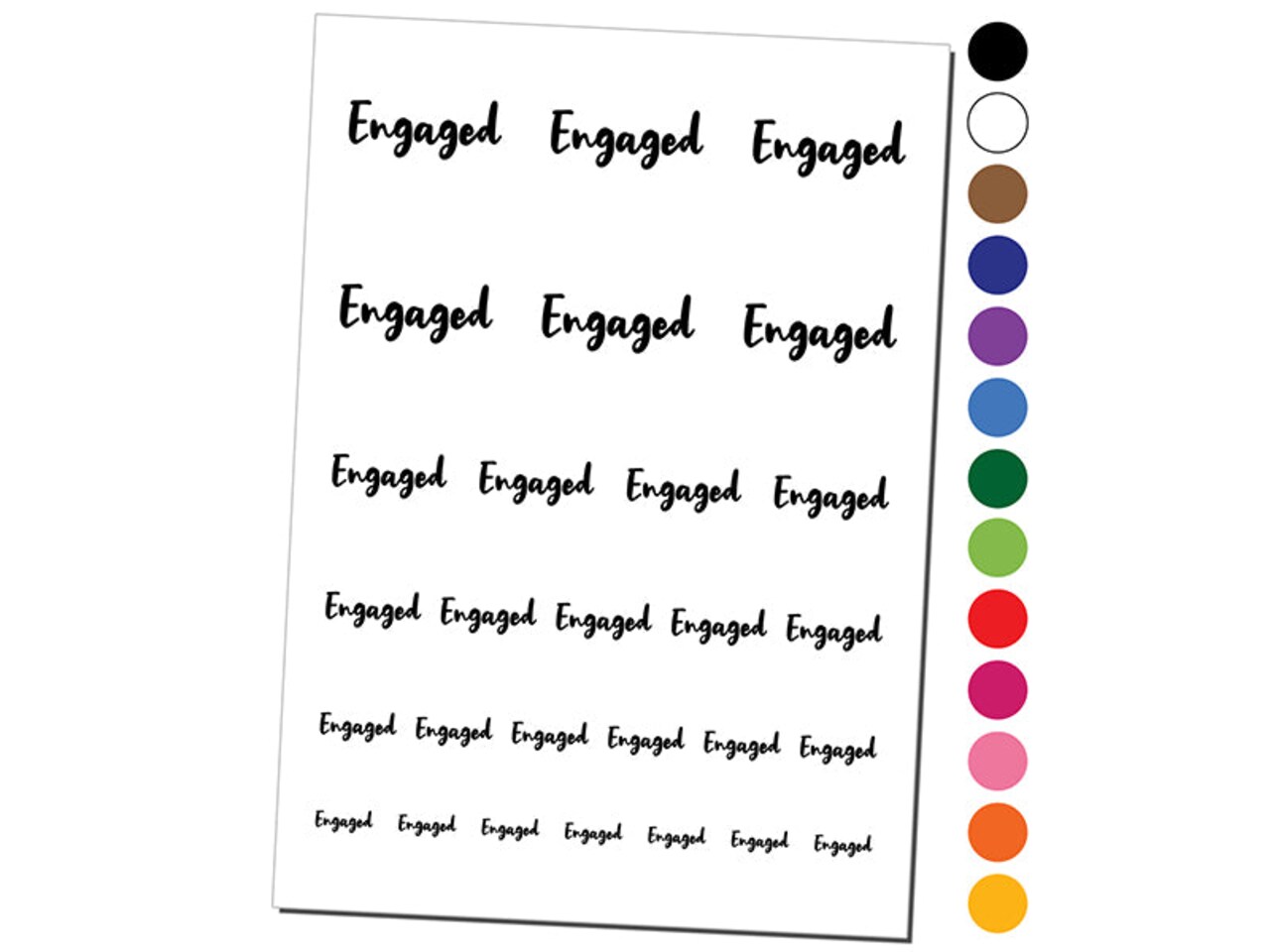 Engaged Engagement Wedding Cursive Text Temporary Tattoo Water Resistant Fake Body Art Set Collection